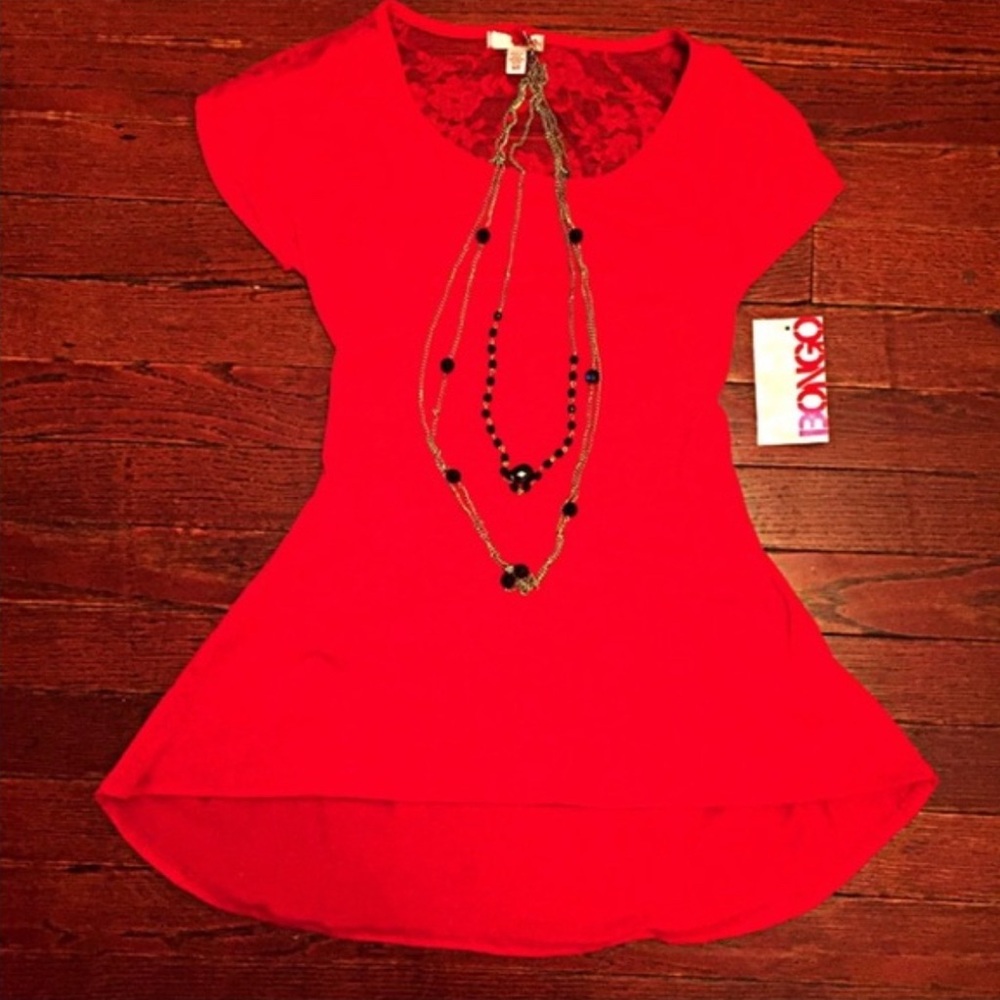 🌈FREE-ANY PURCHASE🌈 BONGO Red Asymmetrical Peplum Blouse-JUNIORS SZ: 00 -0 XXS